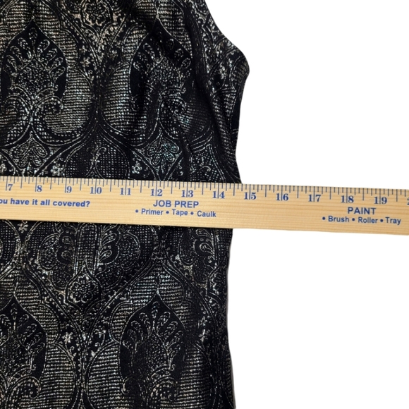 J. McLaughlin Black / Gold Metallic Jacquard Patern Sleeveless Cocktail Dress - Picture 5 of 10
